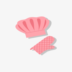 粉色手套和厨师帽矢量图素材