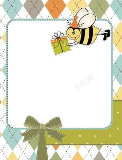 送礼物海报矢量卡通小蜜蜂送礼物背景高清图片