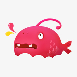 小红鱼卡通手绘小粉红鱼高清图片