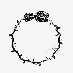 黑白玫瑰花边框素材