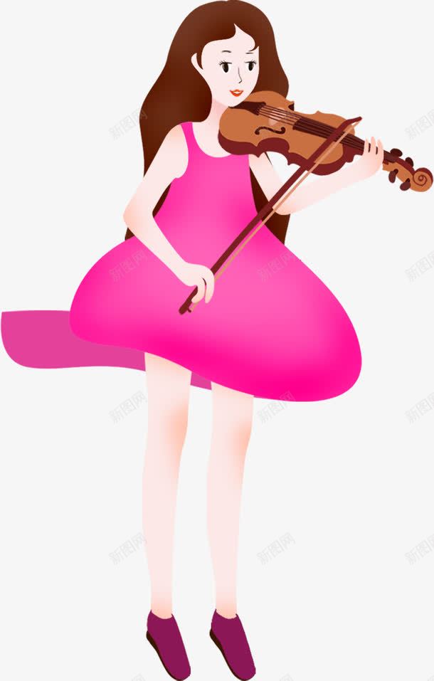 插画小女孩拉小提琴png免抠素材_新图网 https://ixintu.com 女孩 小提琴 插画