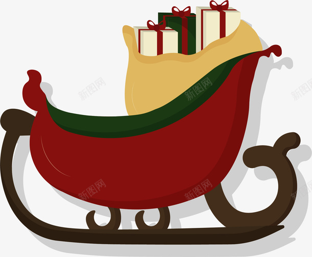 红色卡通的圣诞节雪橇矢量图ai免抠素材_新图网 https://ixintu.com 圣诞快乐 圣诞节 圣诞节雪橇 矢量png 雪橇 雪橇车 矢量图
