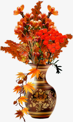 红色花瓶花朵素材