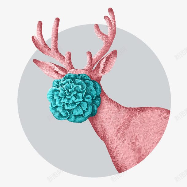 花脸鹿头png免抠素材_新图网 https://ixintu.com 灰色的鹿头 花脸 鹿头像 鹿头图案 鹿角