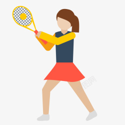 卡通打网球的女性人物矢量图素材