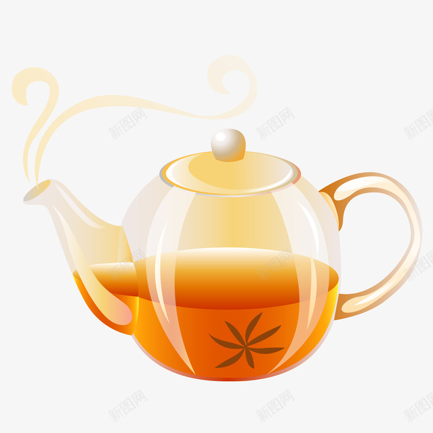 手绘黄色卡通茶壶png免抠素材_新图网 https://ixintu.com 卡通的 手绘 茶壶 茶水
