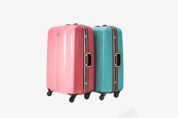 蓝色和粉色行李箱包素材