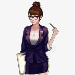 紫衣精英女秘书手绘素材