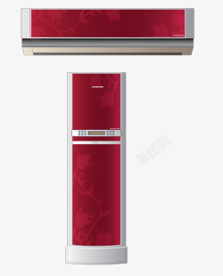 立体空调红色柜机挂机空调高清图片