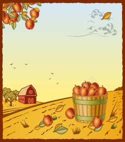 几何苹果卡通插画果园苹果水果海报背景矢量图高清图片
