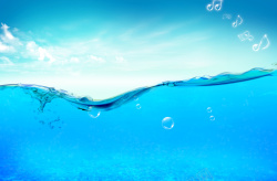 水泡素材动感水花蓝天白云透明乐符水泡背景高清图片