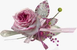 白粉色花朵领结装饰素材