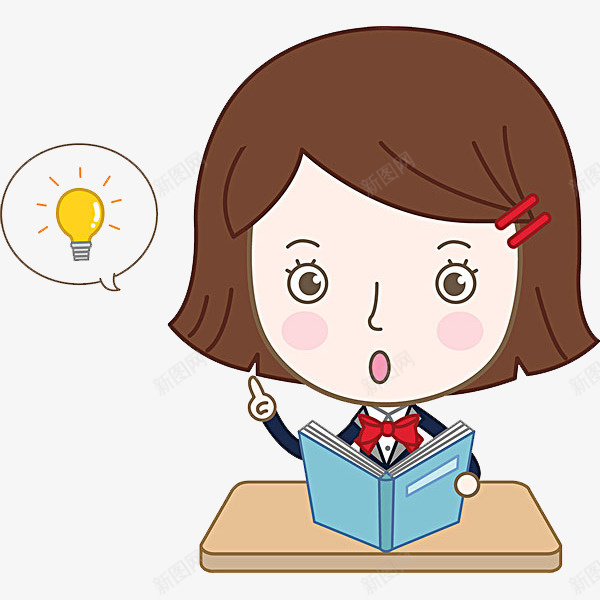 读书的女孩png免抠素材_新图网 https://ixintu.com 书桌 卡通 可爱的 小女孩 念书 手绘 新想法 读书的