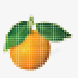 二次元像素画案像素图橘子图标高清图片