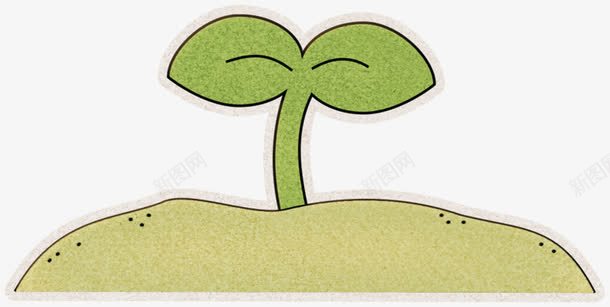 卡通手绘绿色植物png免抠素材_新图网 https://ixintu.com 发芽 叶子 土地 绿色植物