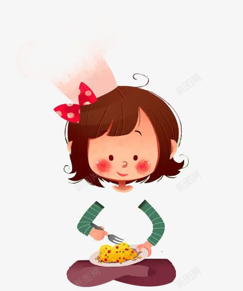 厨师小女孩png免抠素材_新图网 https://ixintu.com 做饭 卡通 厨师 小女孩 手绘 插画 烹饪