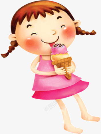 吃冰淇淋的小女孩png免抠素材_新图网 https://ixintu.com 冰淇淋 可爱 小女孩