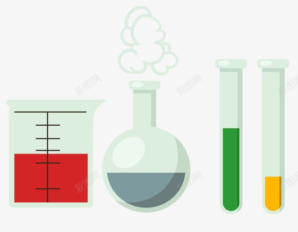 化学实验器材矢量图ai免抠素材_新图网 https://ixintu.com 化学实验 烧杯 试管 矢量图