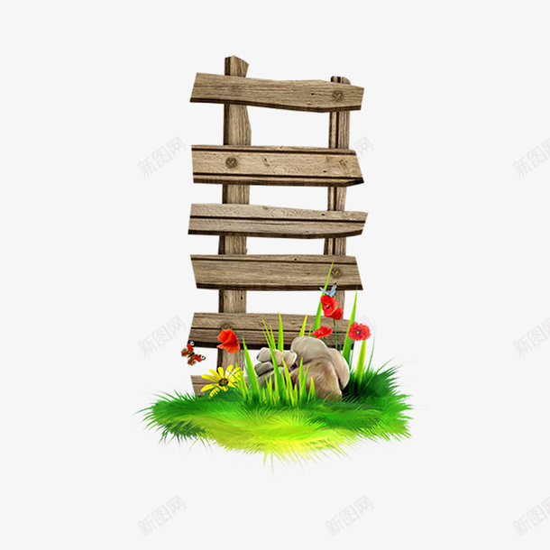 绿色草地上和木栏杆花朵png免抠素材_新图网 https://ixintu.com 木栏杆 绿色草地上和木栏杆花朵 花 花朵 草 草地 草地土壤