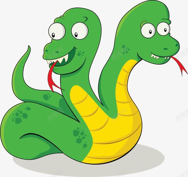 卡通蛇png免抠素材_新图网 https://ixintu.com 卡通 双头蛇 绿色 蛇素材