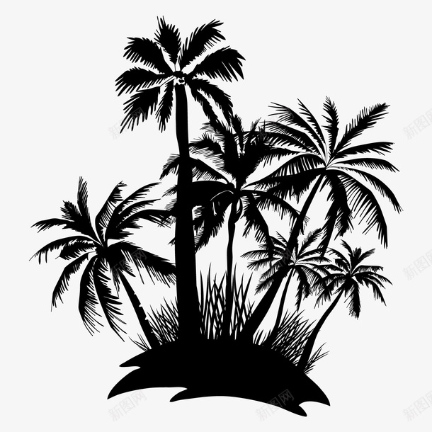 手绘椰子树png免抠素材_新图网 https://ixintu.com png图片素材 免费png素材 手绘椰子树 椰子树 海边