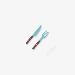 灰蓝色的餐叉和餐刀矢量图素材