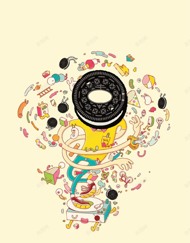 饼干人海报背景图矢量图ai设计背景_新图网 https://ixintu.com 卡通 手绘 海报 童趣 粉色 饼干 矢量图