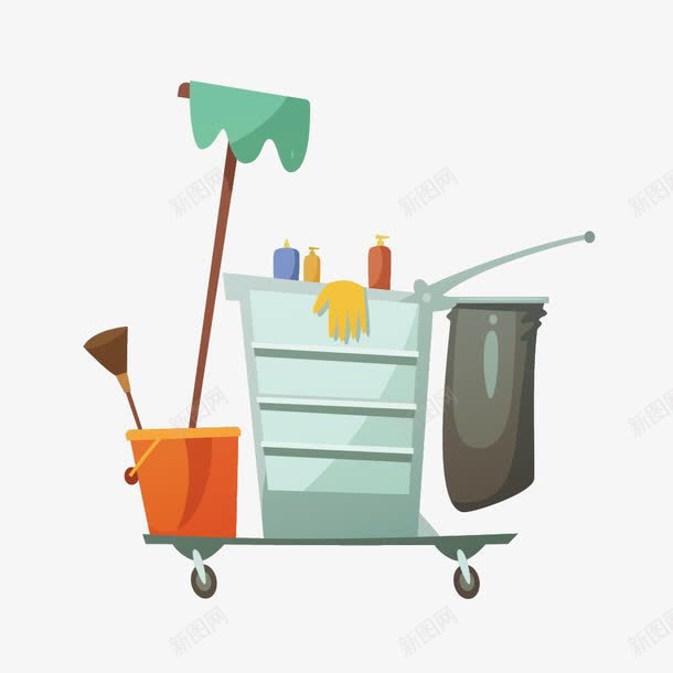 清洁垃圾车png免抠素材_新图网 https://ixintu.com 卡通 垃圾车 打扫 收垃圾