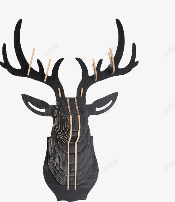 卡通手绘黑色的鹿头png免抠素材_新图网 https://ixintu.com 创意 动漫动画 卡通手绘 简约 鹿头像 鹿角 黑色的鹿头