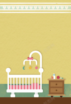 扁平化柜子可爱婴儿房室内海报背景矢量图高清图片