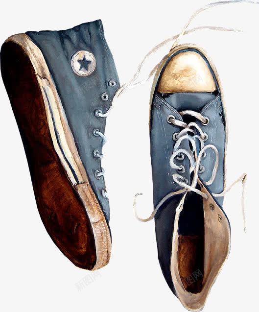 蓝色鞋子png免抠素材_新图网 https://ixintu.com 卡通 帆布鞋 手绘 蓝色 运动鞋 鞋子