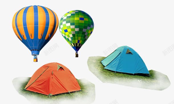 帐篷热气球png免抠素材_新图网 https://ixintu.com 帐篷 热气球 野外生存 露营