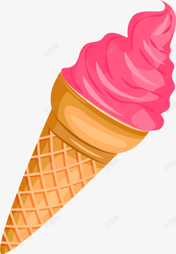 粉色卡通冰淇淋png免抠素材_新图网 https://ixintu.com 卡通冰淇淋 火炬冰淇淋 甜筒 甜筒冰淇淋 粉色冰淇淋 装饰图案