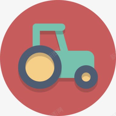 农业拖拉机车辆圆形图标图标