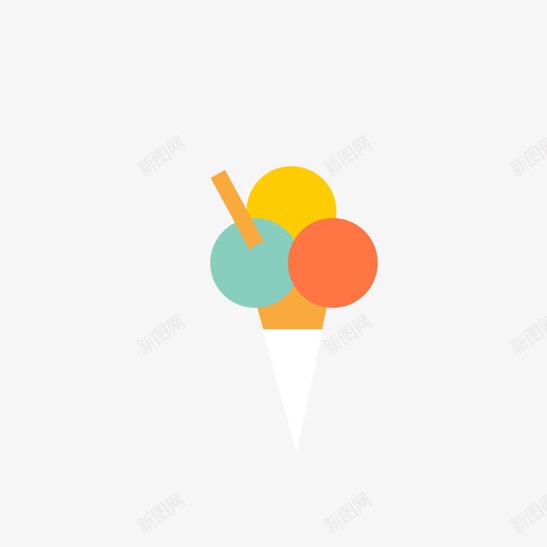 三色冰淇淋球png免抠素材_新图网 https://ixintu.com 扁平冰淇淋 食物 麦当劳