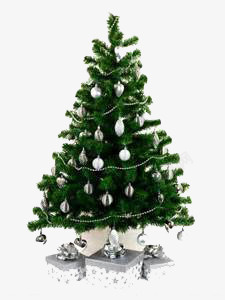 愉快的节日绿色圣诞树装饰高清图片