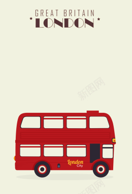 卡通伦敦巴士海报背景矢量图背景