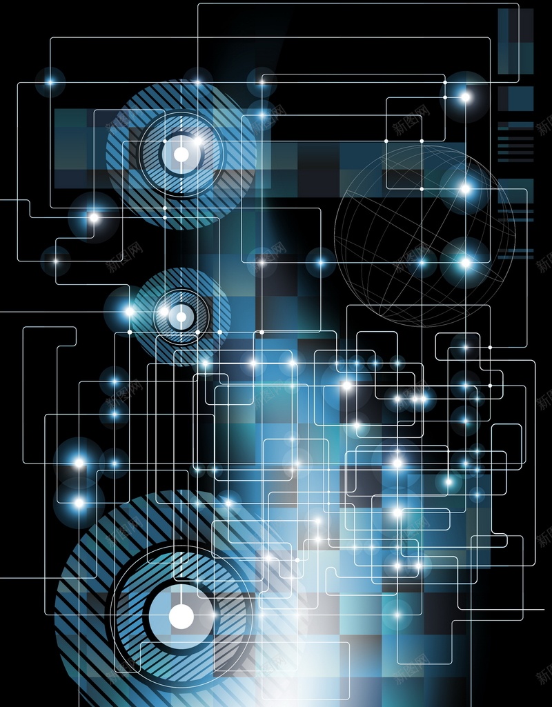 蓝色科技线条矢量图ai设计背景_新图网 https://ixintu.com 商务 圆环 条纹 科幻 科技 科技感 科技风 线条 蓝色 高科技 矢量图