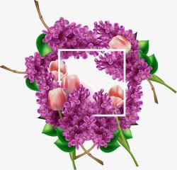 紫色花卉边框装饰素材