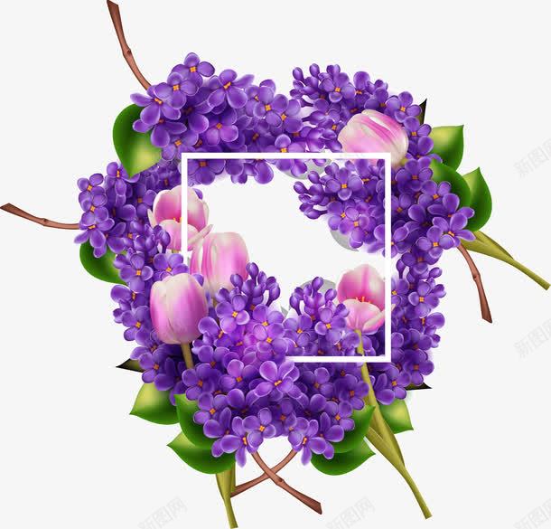 紫色花卉边框装饰png免抠素材_新图网 https://ixintu.com 紫色 背景装饰矢量图 花卉 边框