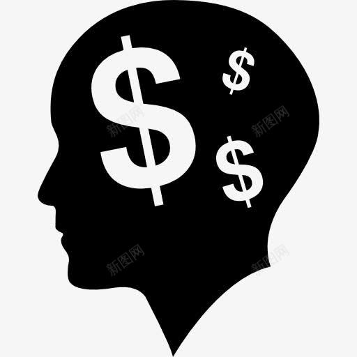 男人秃顶与美元符号作为思考钱图标png_新图网 https://ixintu.com 人 头 思想 思维 秃头 美元 钱 钱字符号