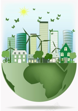 矢量环保地球创意城市低碳背景背景