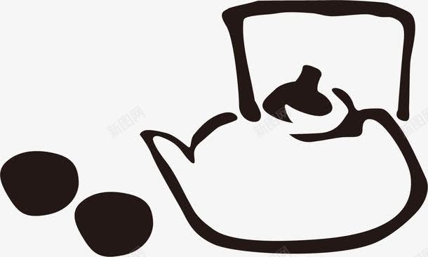 品茶保温杯手绘茶壶和茶杯图标图标