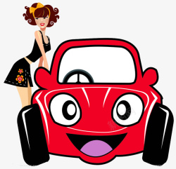 汽车与人红色汽车与美女图高清图片