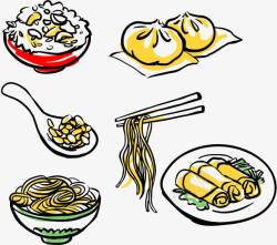 中国菜手绘美食料理素材