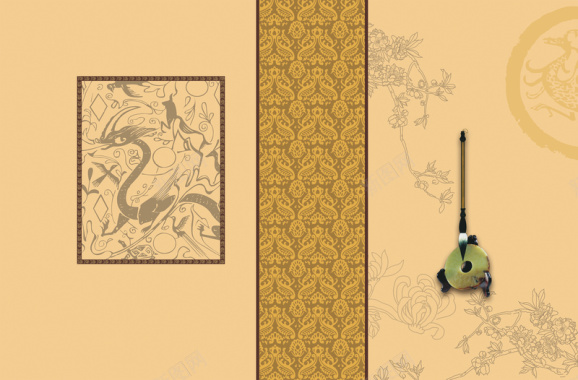 中式古典复古新年礼盒海报背景背景
