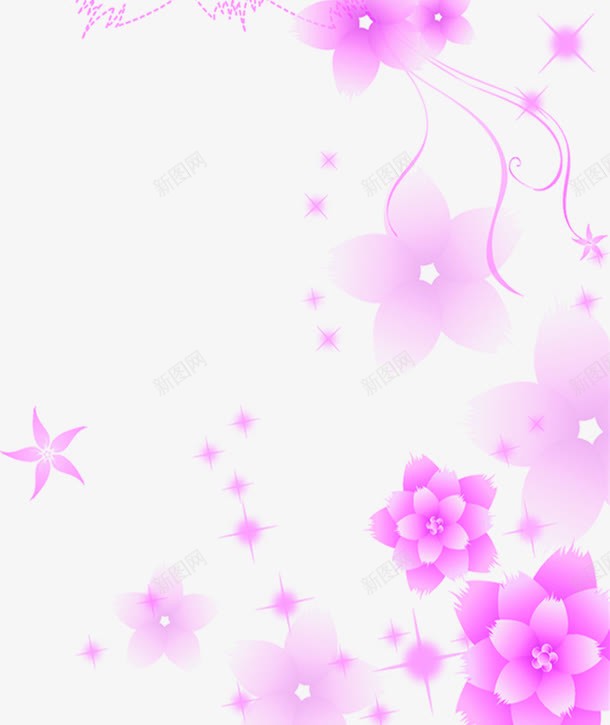 紫色卡通花朵唯美png免抠素材_新图网 https://ixintu.com 卡通 紫色 花朵