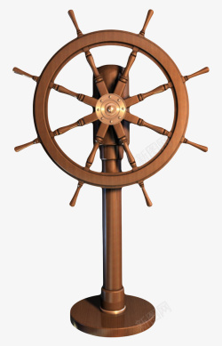 棕色船舵棕色控制方向的金属轴心的舵盘实高清图片