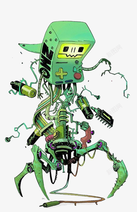 机器人png免抠素材_新图网 https://ixintu.com 创意机器人 复古机器人 绿色机器人 螳螂机器人