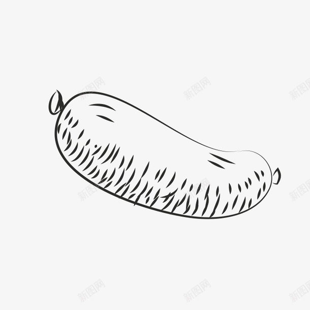 手绘香肠图标png_新图网 https://ixintu.com 一根 卡通 手绘 简图 简笔 线条 香肠 黑色